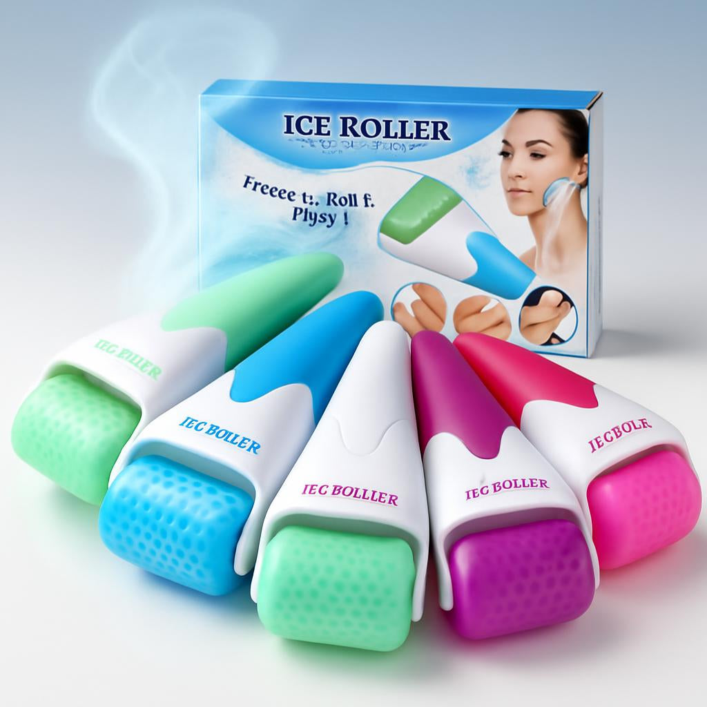 Green & White Ice Roller for Face and Body - Eco-Friendly Facial Massager