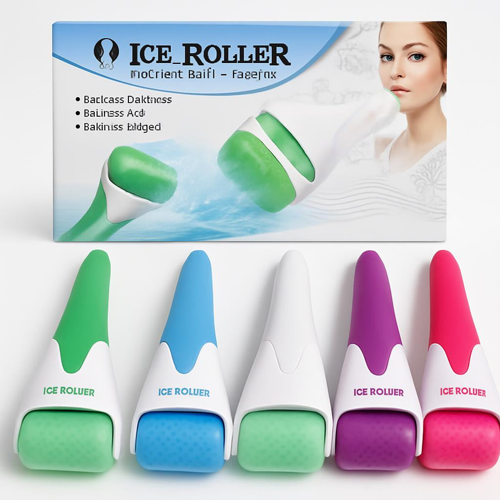 Green & White Ice Roller for Face and Body - Eco-Friendly Facial Massager