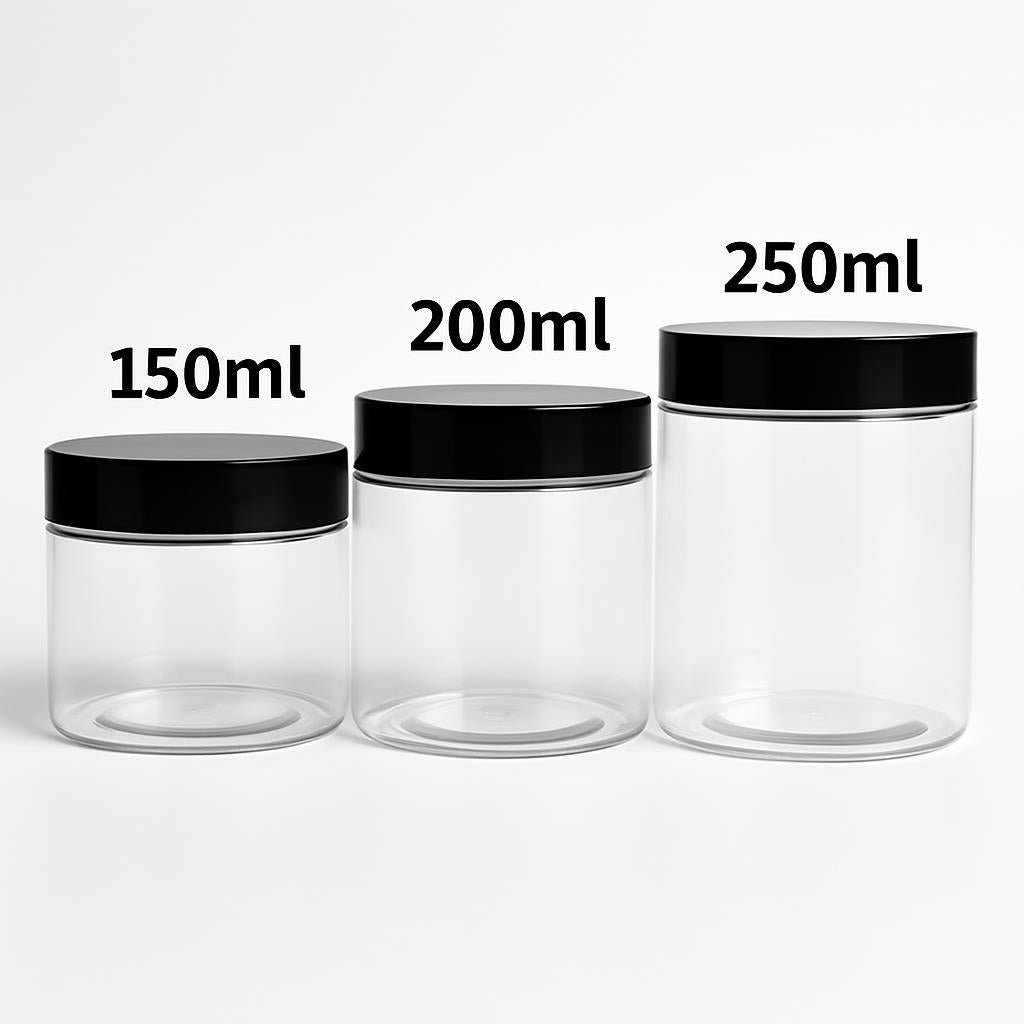 Eco-Friendly Clear Storage Jars with Black Lids