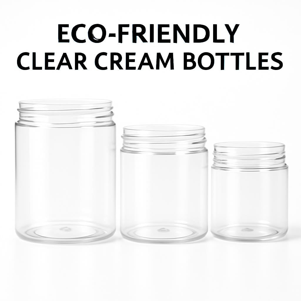 Eco-Friendly Clear Cream Bottles with Black Lids