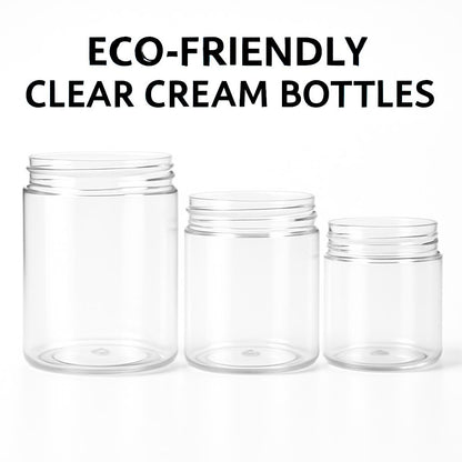 Eco-Friendly Clear Cream Bottles with Black Lids