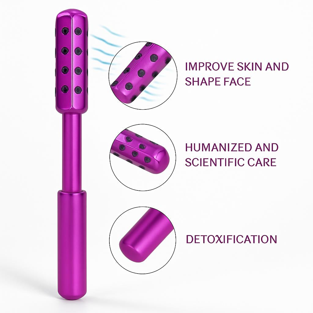 Germanium Beauty Stick Facial Massage Tool - Metallic Pink