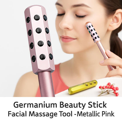 Germanium Beauty Stick Facial Massage Tool - Metallic Pink