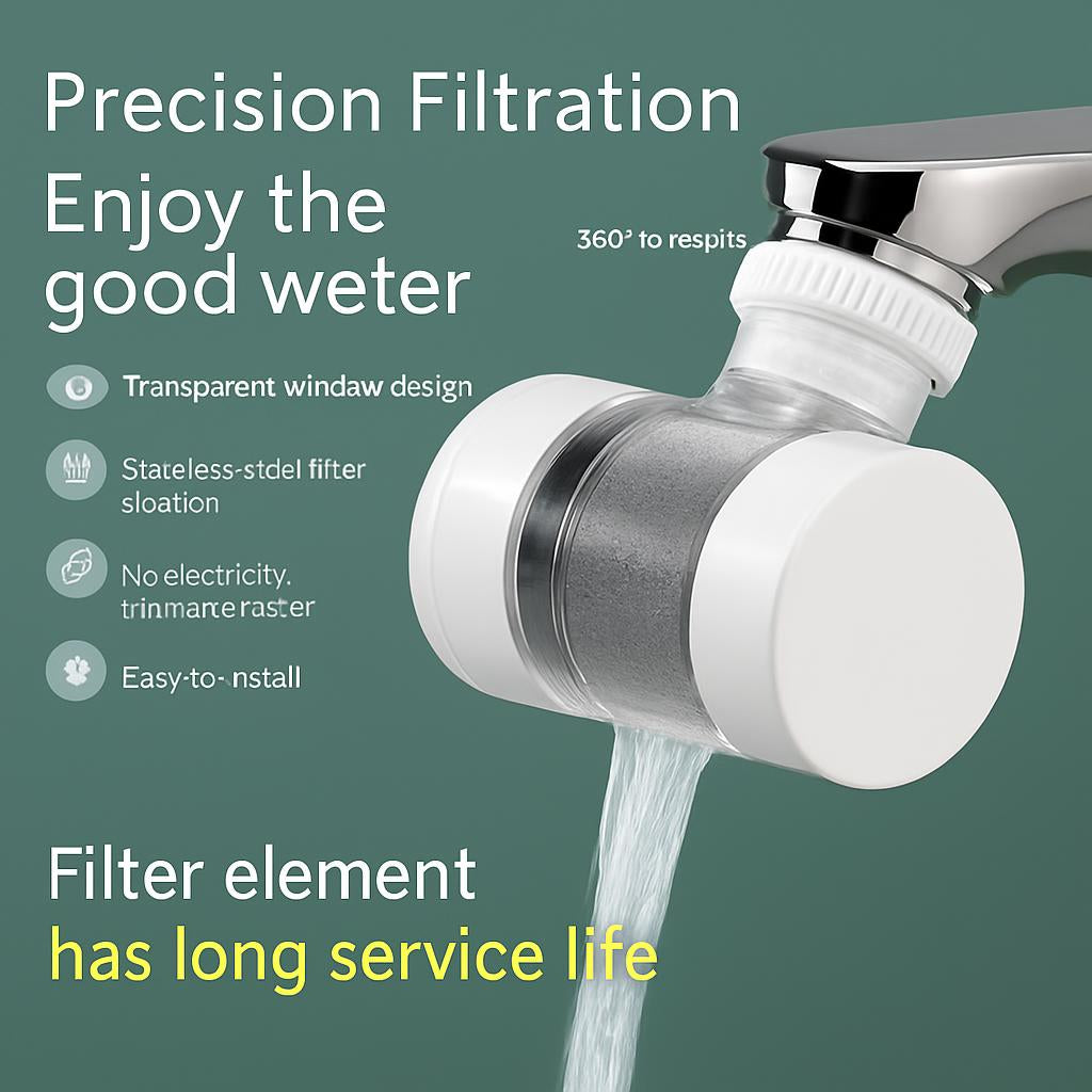 Water-Saving Stainless Steel Faucet Water Filter with Transparent Window