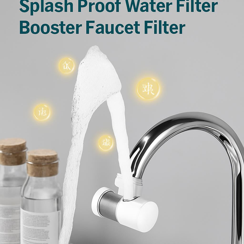 Splash Proof Water Filter Booster Faucet Filter