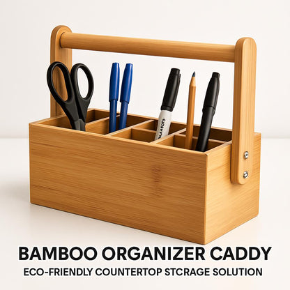 Bamboo Organizer Caddy for Eco-Friendly Countertop Storage