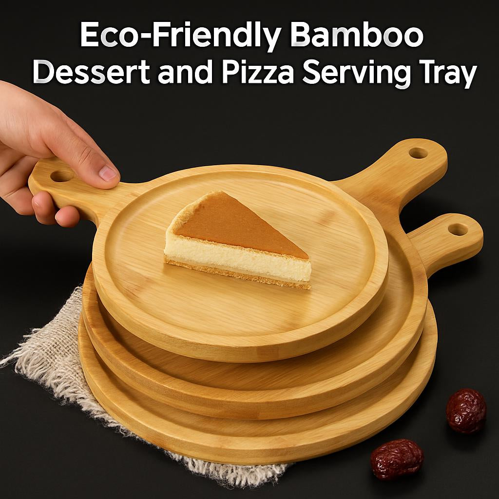 Eco-Friendly Bamboo Dessert and Pizza Serving Tray