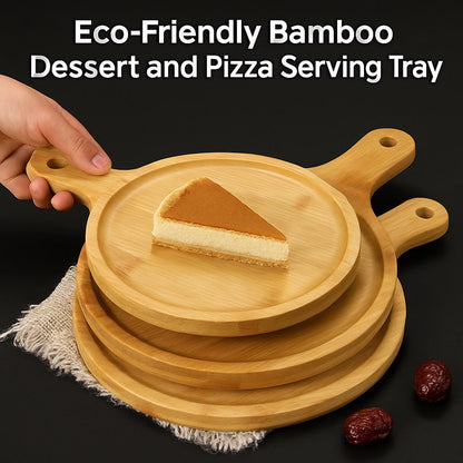 Eco-Friendly Bamboo Dessert and Pizza Serving Tray