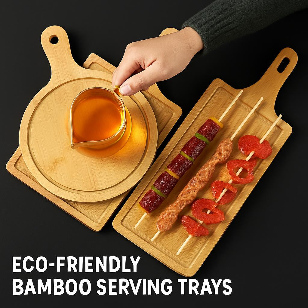 Eco-Friendly Bamboo Dessert and Pizza Serving Tray