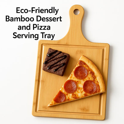 Eco-Friendly Bamboo Dessert and Pizza Serving Tray