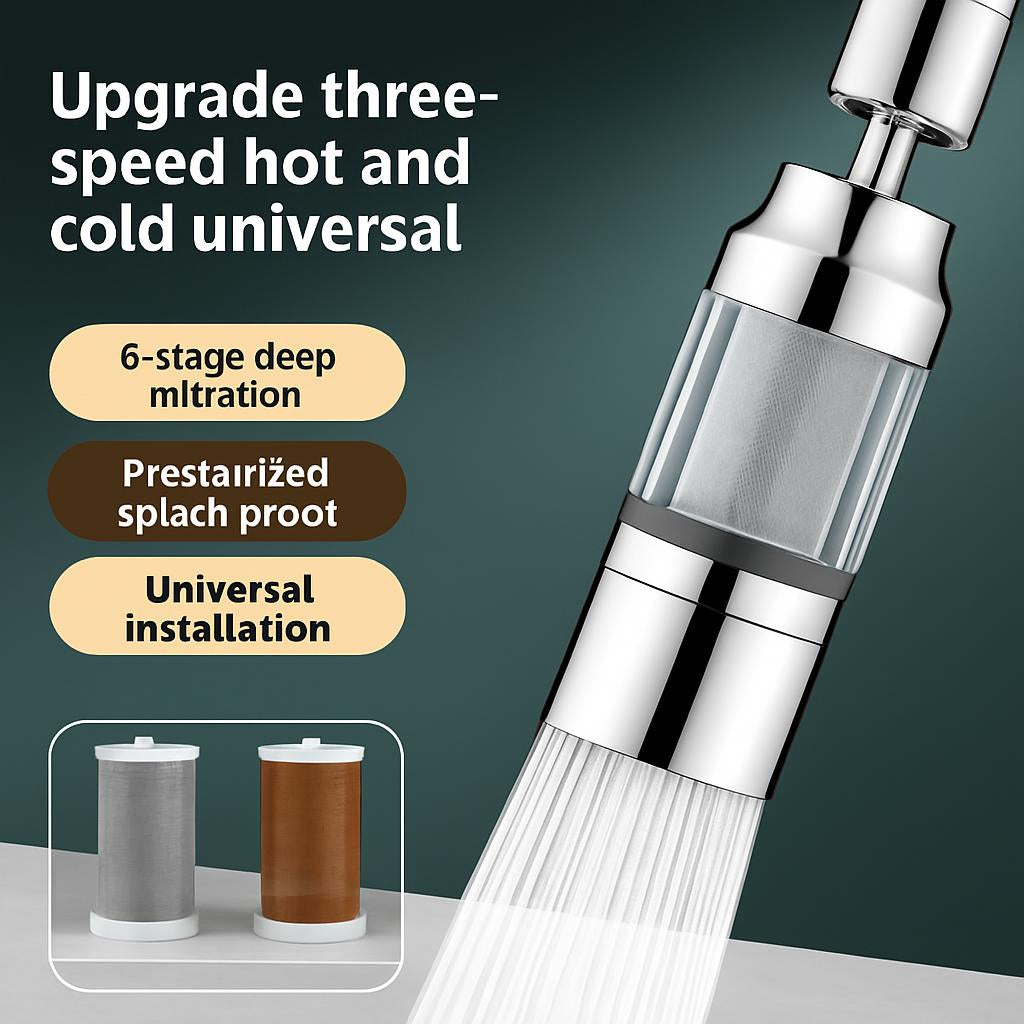Universal Water-Saving Faucet Attachment with Multi-Stage Filtration