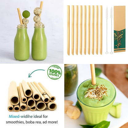 Eco-Friendly Bamboo Reusable Drinking Straws - Sustainable, Biodegradable, Plastic-Free