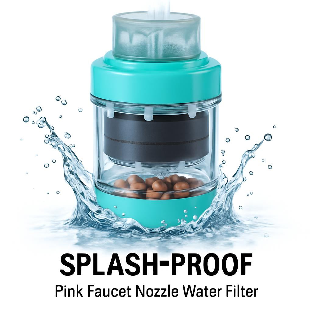 Splash-Proof Pink Faucet Nozzle Water Filter
