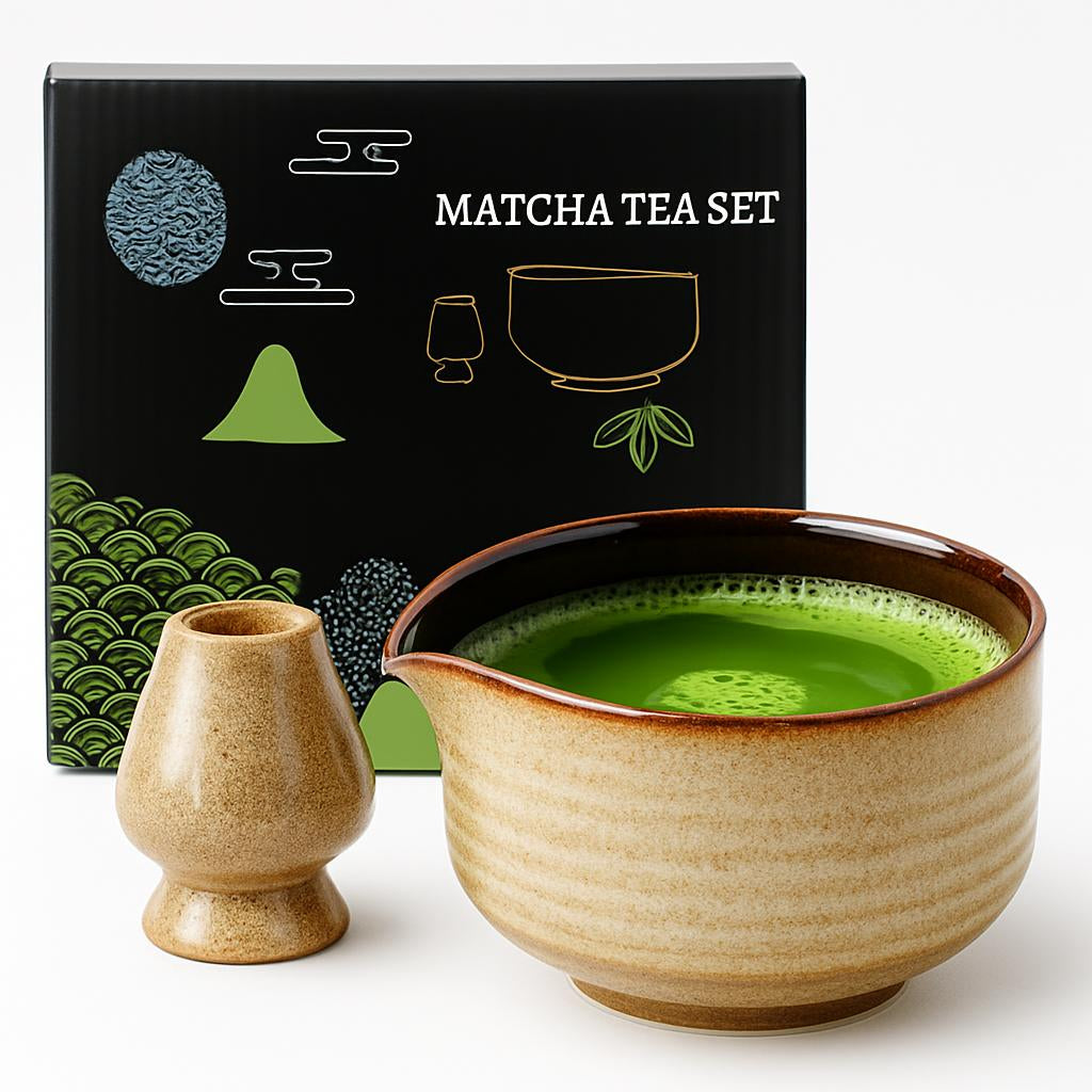 Eco-Friendly Matcha Tea Set in Earthy Tones