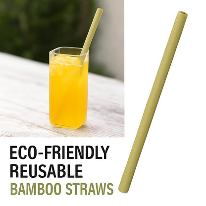 Eco-Friendly Reusable Bamboo Straws - Light Green, Sustainable & Biodegradable