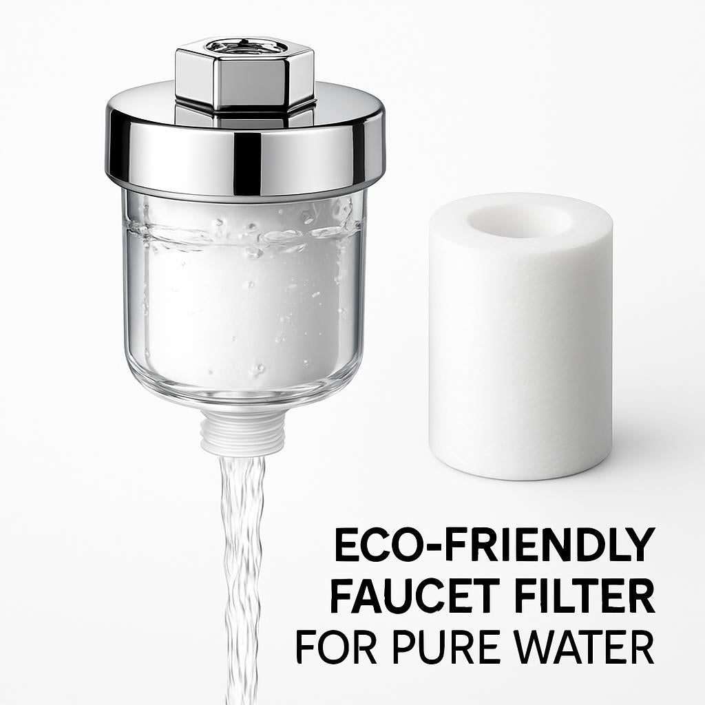 Eco-Friendly Water-Saving Shower Filter in Silver and White