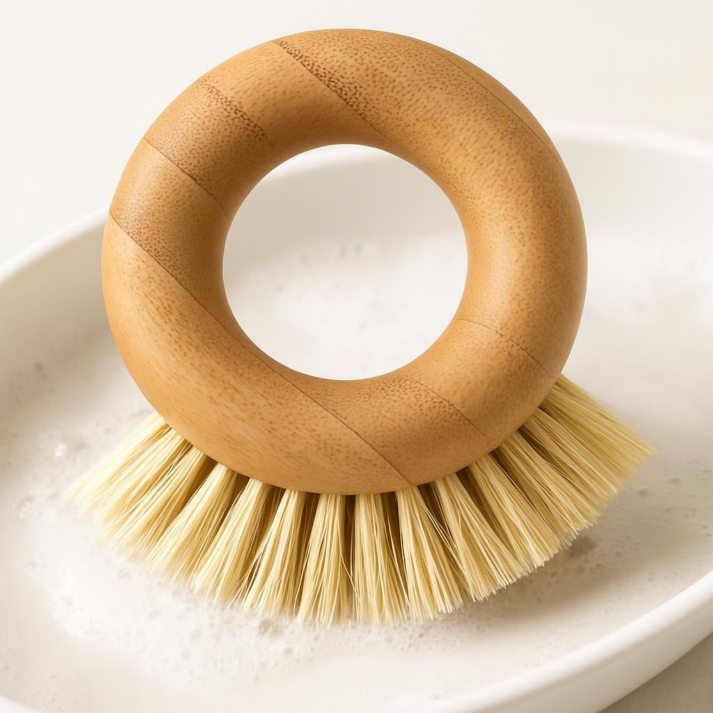 Eco-Friendly Bamboo Scrub Brush with Natural Fiber Bristles