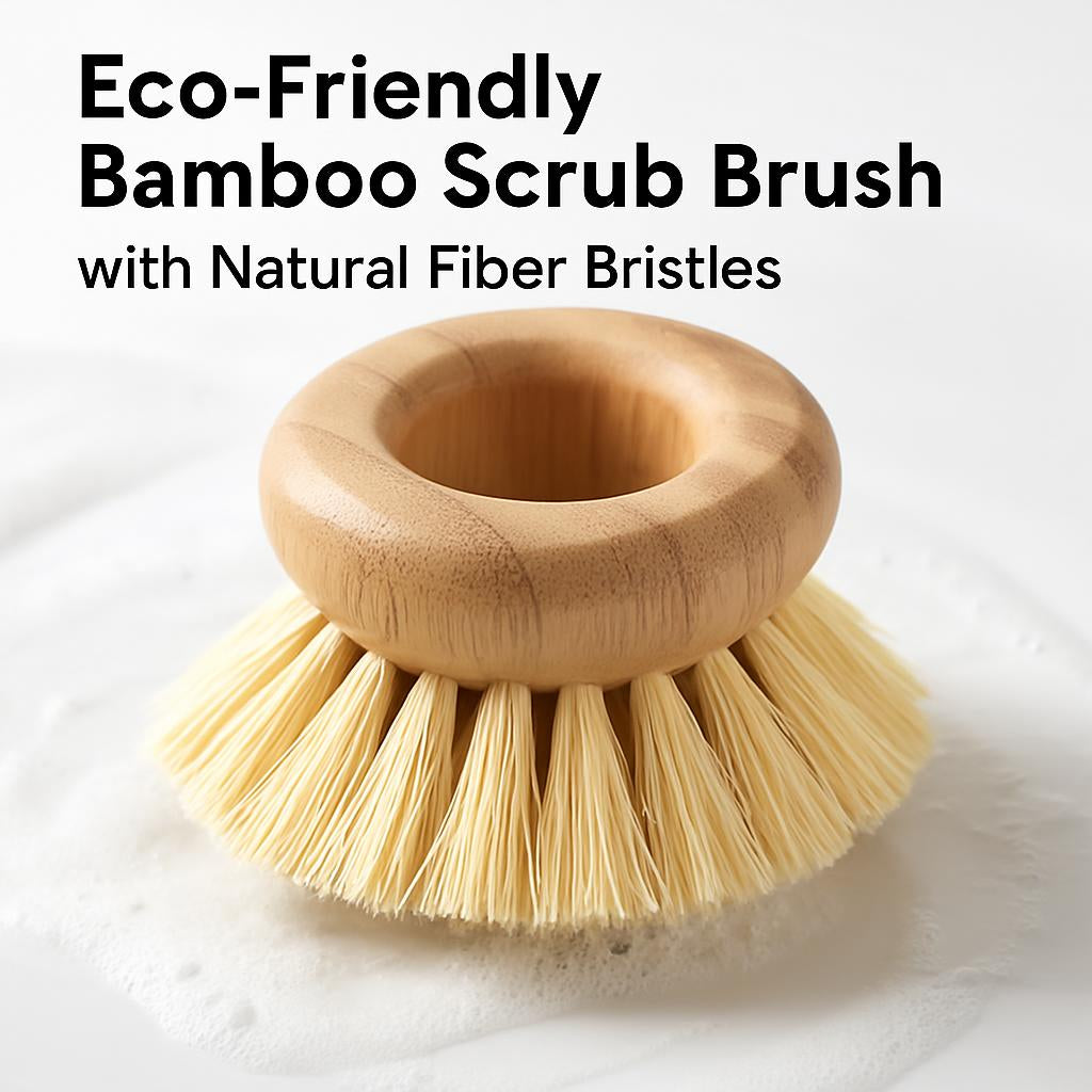 Eco-Friendly Bamboo Scrub Brush with Natural Fiber Bristles