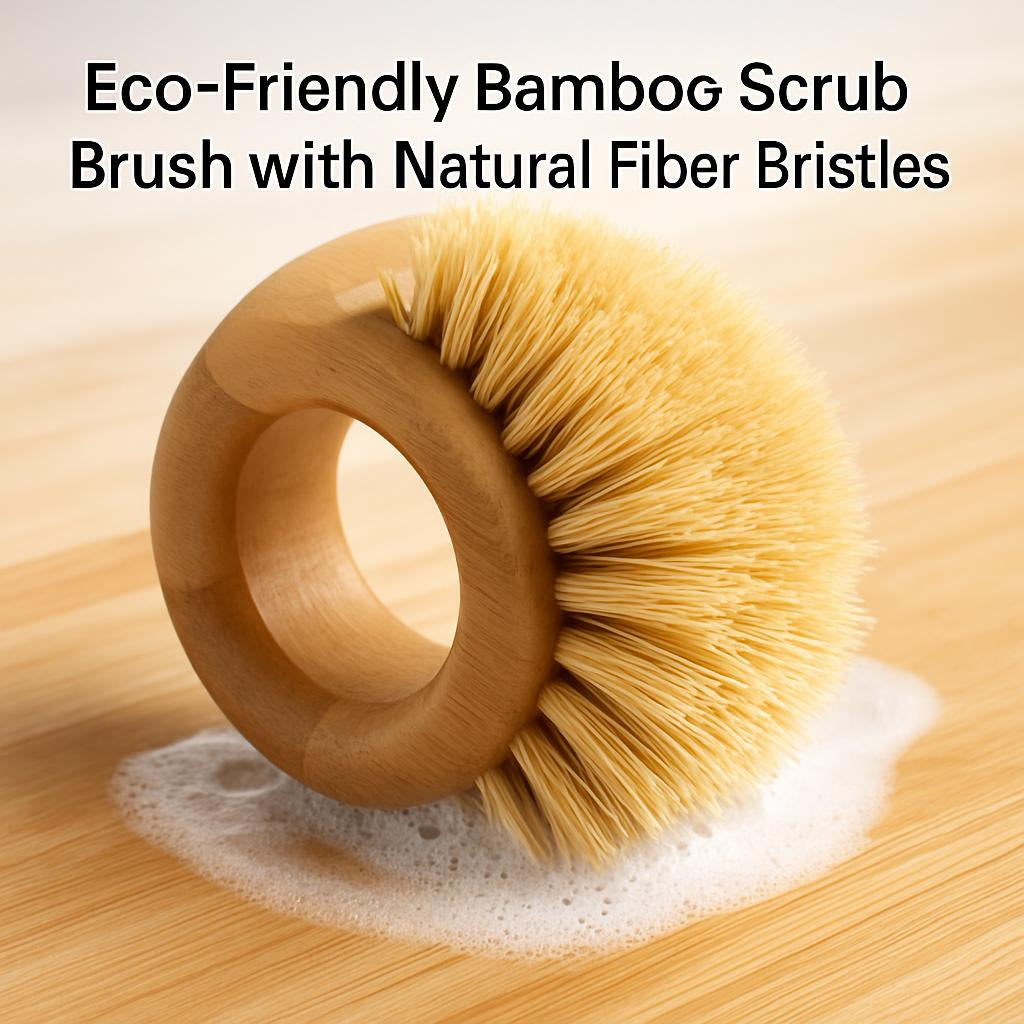 Eco-Friendly Bamboo Scrub Brush with Natural Fiber Bristles