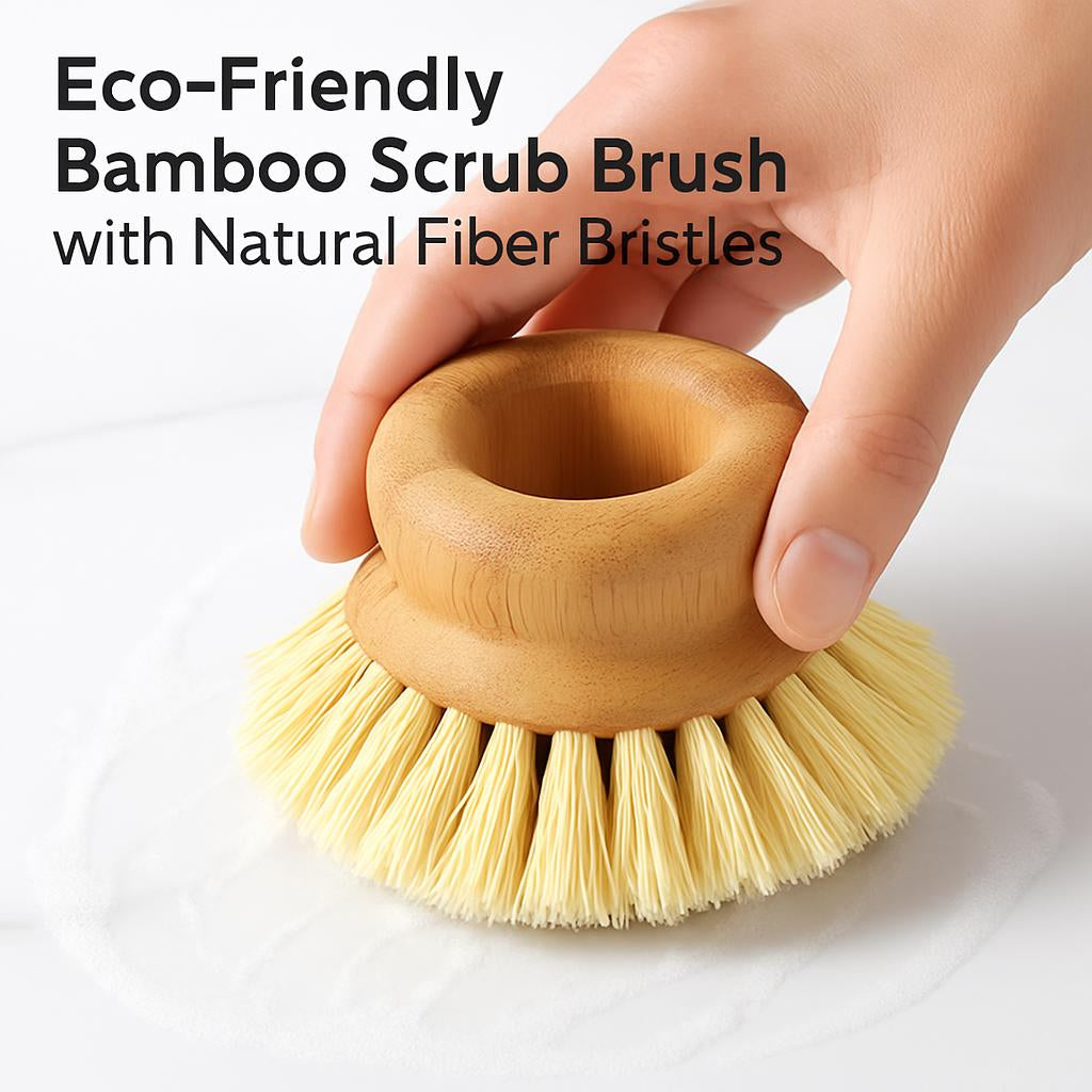 Eco-Friendly Bamboo Scrub Brush with Natural Fiber Bristles