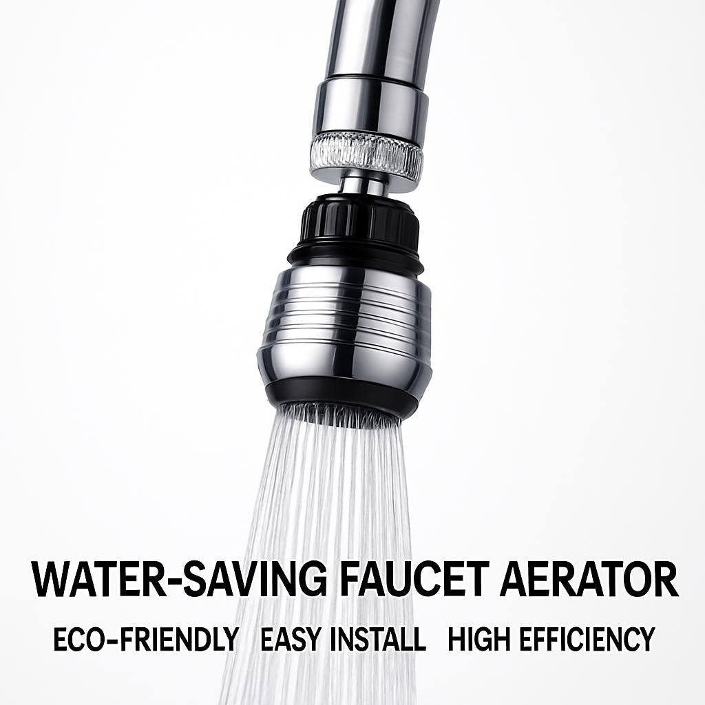 Water-Saving Faucet Aerator in Silver and Black