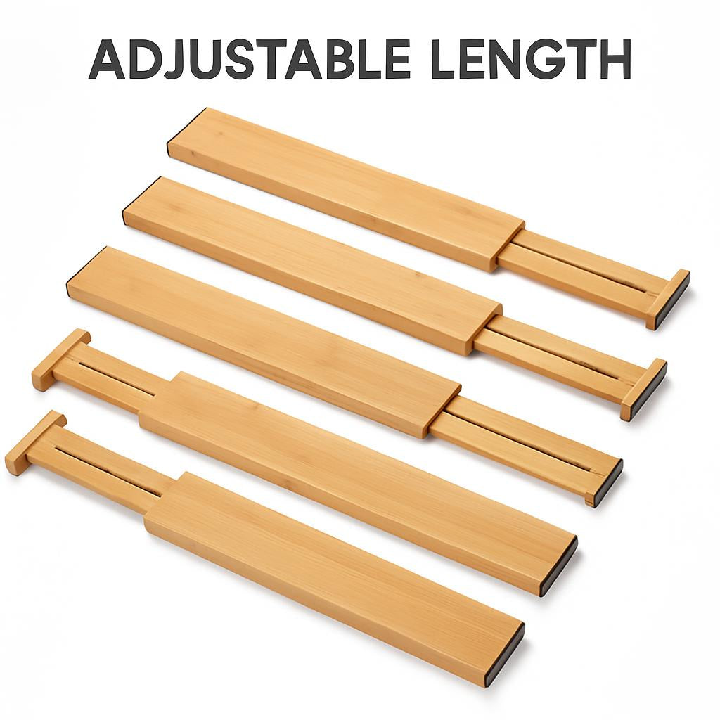 Adjustable bamboo drawer dividers for eco-friendly home organization