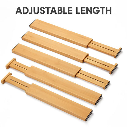 Adjustable bamboo drawer dividers for eco-friendly home organization