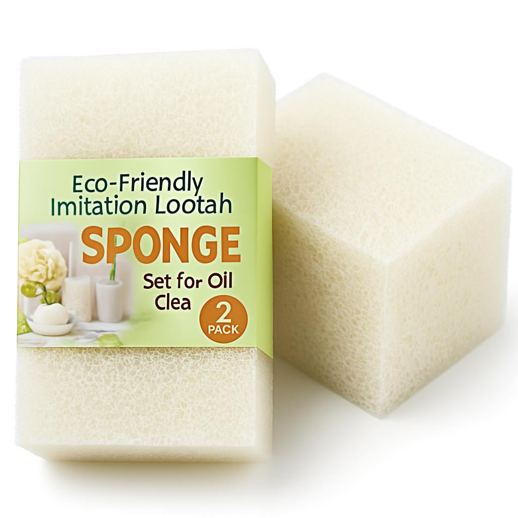 Eco-Friendly Biodegradable Bath Sponge in Off-White Rectangular Design