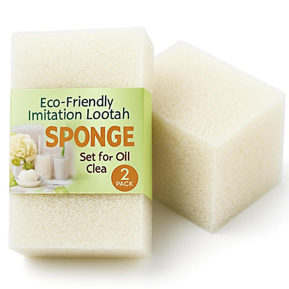 Eco-Friendly Biodegradable Bath Sponge in Off-White Rectangular Design