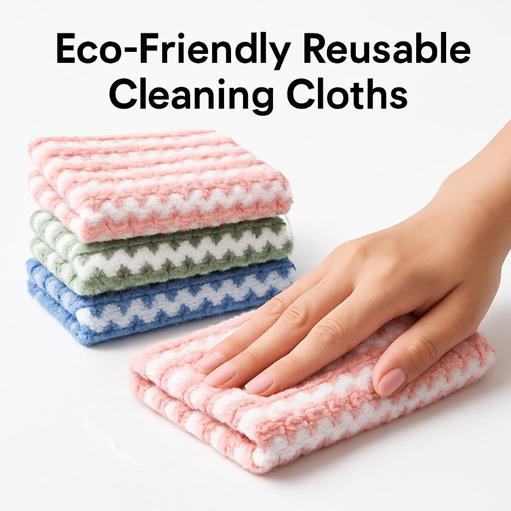 Eco-Friendly Reusable Cleaning Cloths - Sustainable, Multi-Color, Biodegradable