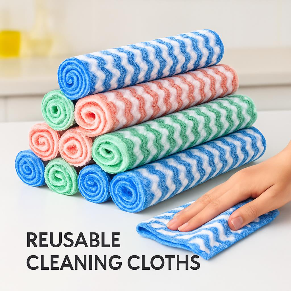 Eco-Friendly Reusable Cleaning Cloths - Sustainable, Multi-Color, Biodegradable