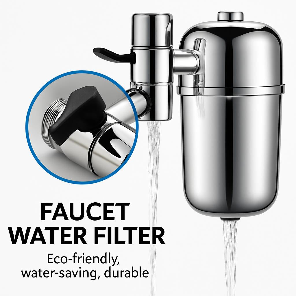 Silver Faucet Water Filter - Eco-Friendly, Water-Saving, Durable