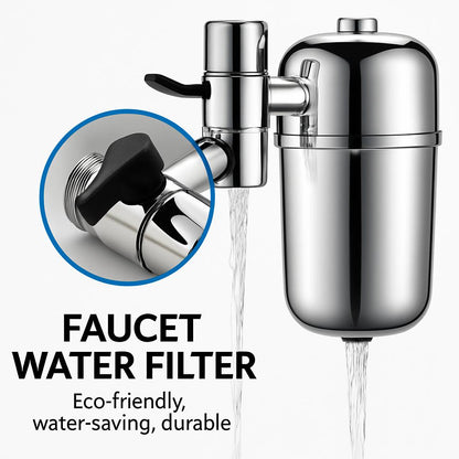 Silver Faucet Water Filter - Eco-Friendly, Water-Saving, Durable