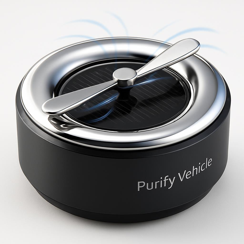 Solar-Powered Portable Air Purifier in Black and Silver