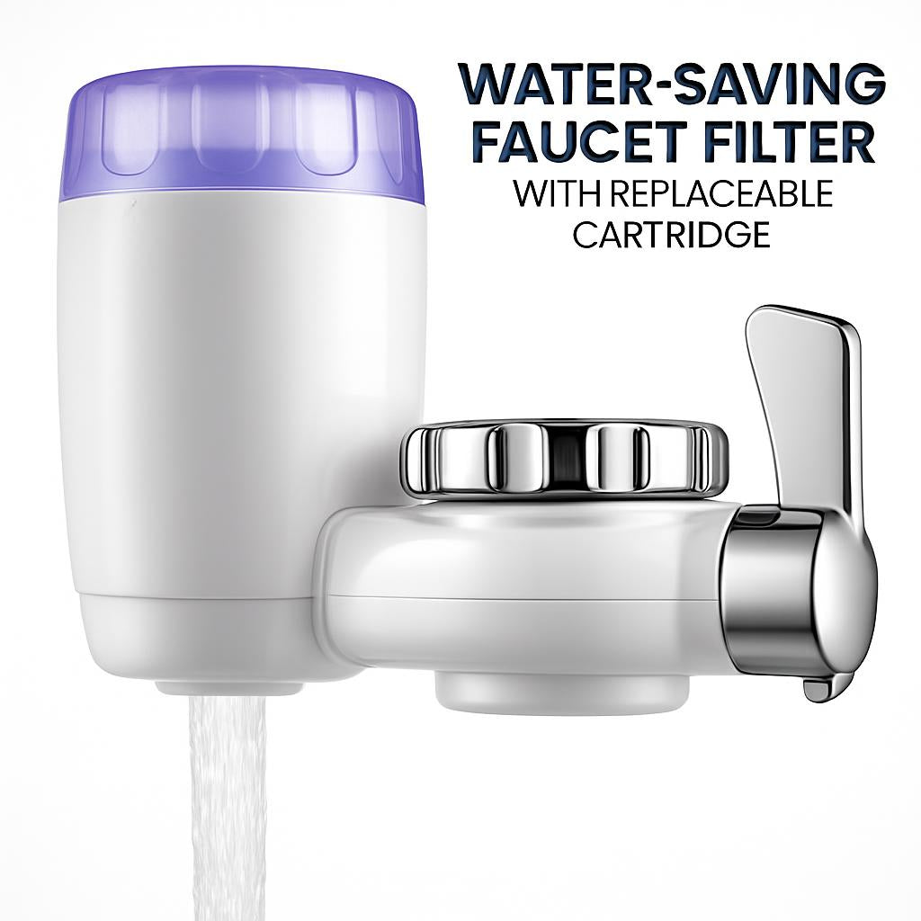 Water-Saving Faucet Filter with Replaceable Cartridge