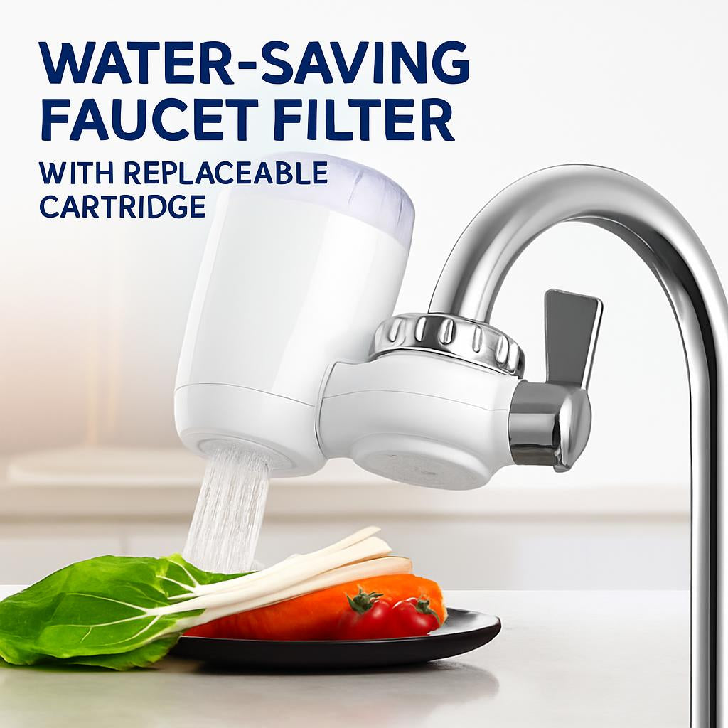 Water-Saving Faucet Filter with Replaceable Cartridge