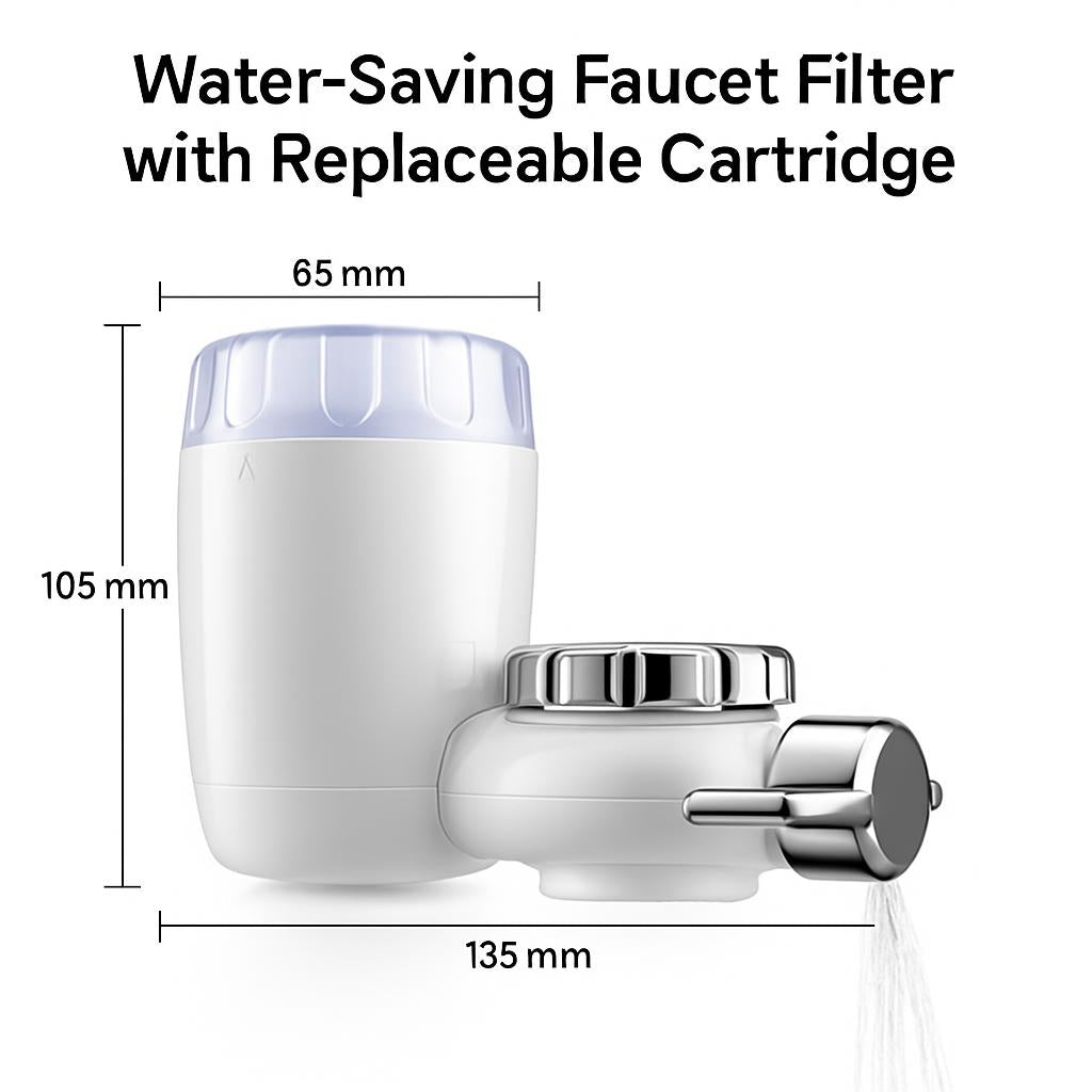 Water-Saving Faucet Filter with Replaceable Cartridge