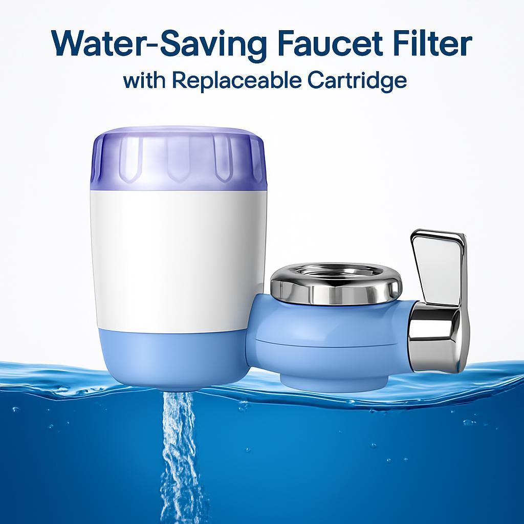 Water-Saving Faucet Filter with Replaceable Cartridge