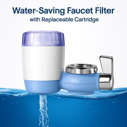 Water-Saving Faucet Filter with Replaceable Cartridge