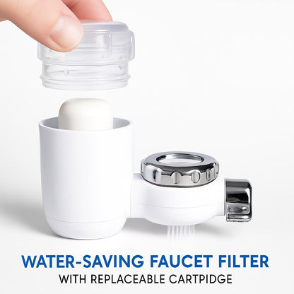 Water-Saving Faucet Filter with Replaceable Cartridge