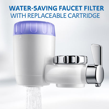 Water-Saving Faucet Filter with Replaceable Cartridge