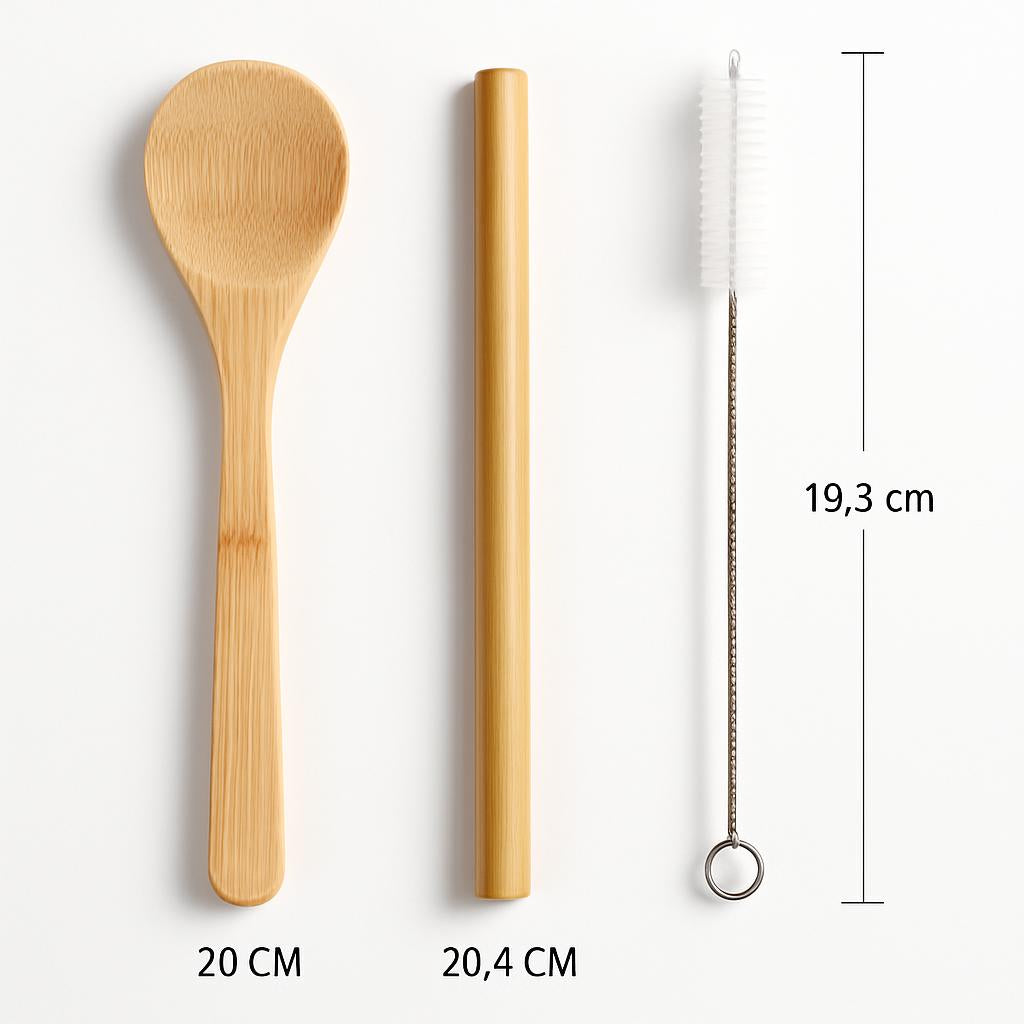 Eco-Friendly Bamboo Reusable Cutlery Set with Portable Pouch