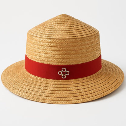 Eco-Friendly Pointed Top Straw Hat with Frills