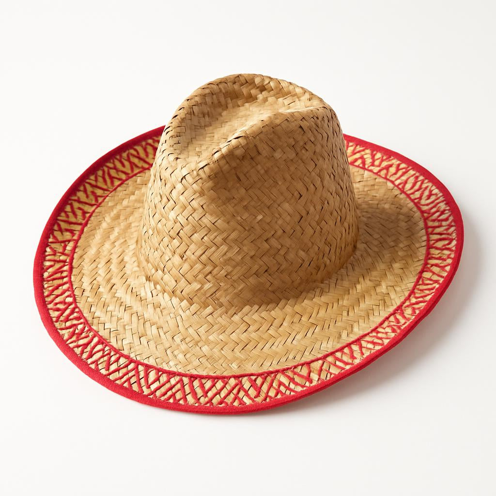 Eco-Friendly Pointed Top Straw Hat with Frills