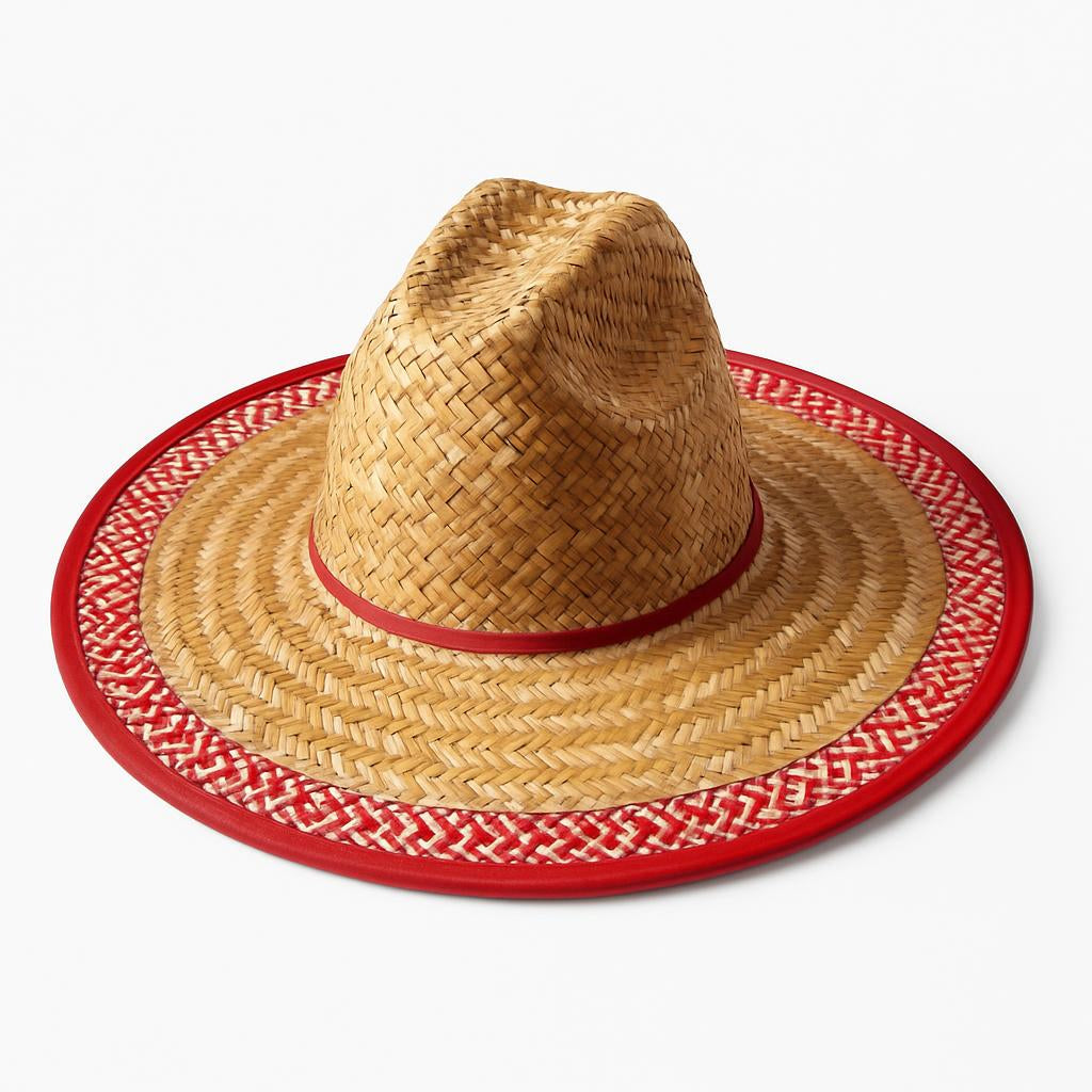 Eco-Friendly Pointed Top Straw Hat with Frills