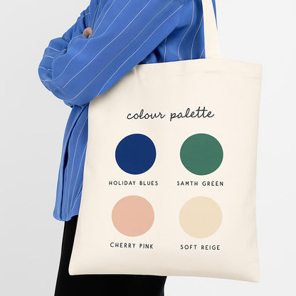 Eco-Friendly Canvas Tote Bag with Multicolored Design