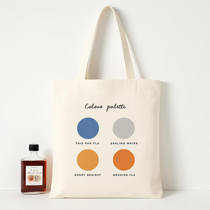 Eco-Friendly Canvas Tote Bag with Multicolored Design