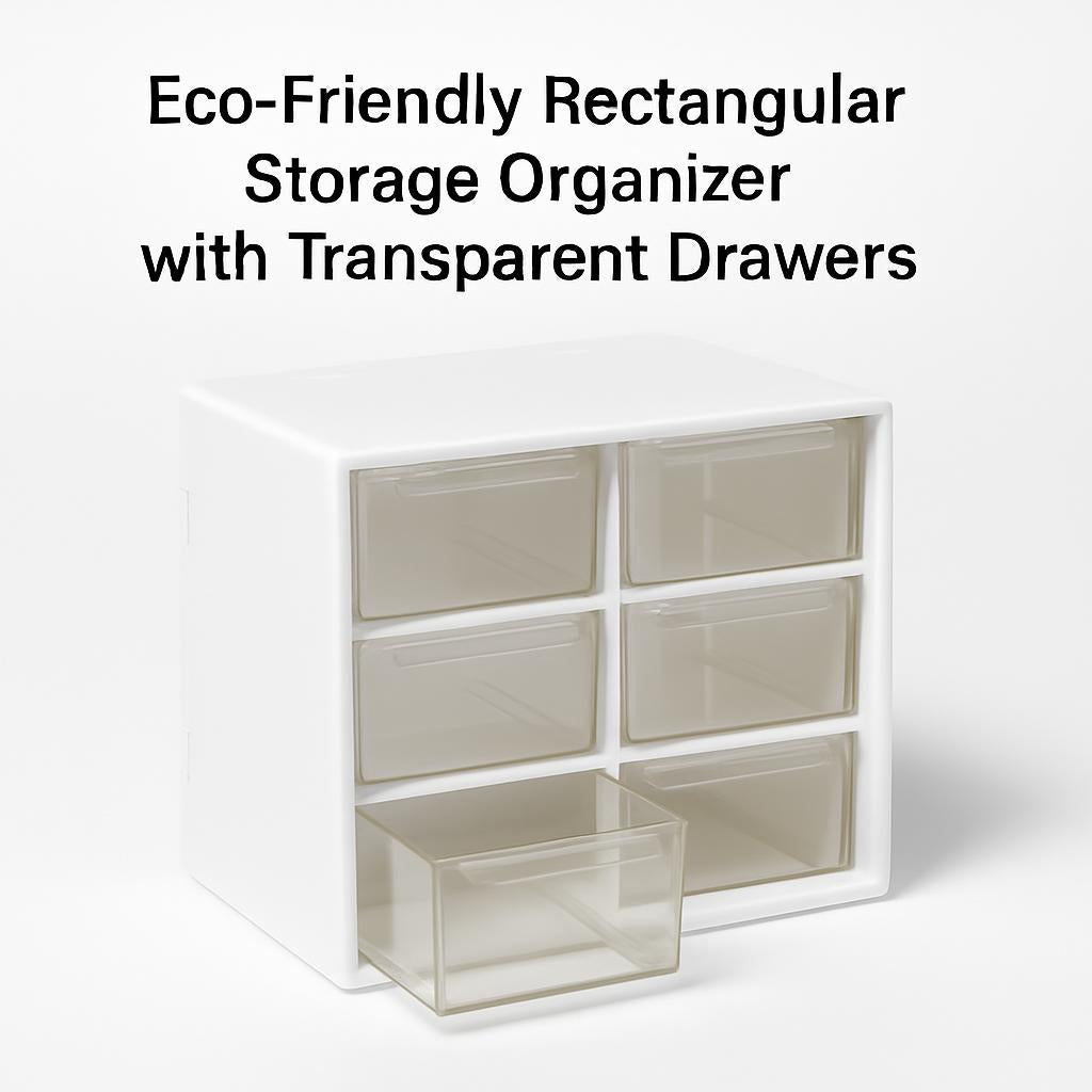 Eco-Friendly Rectangular Storage Organizer with Transparent Drawers