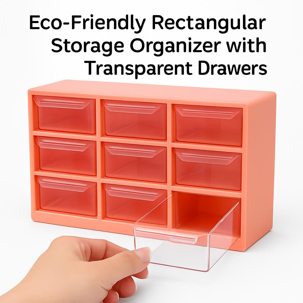 Eco-Friendly Rectangular Storage Organizer with Transparent Drawers