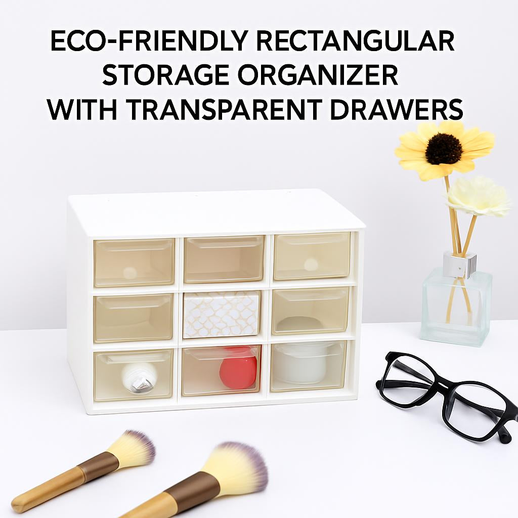 Eco-Friendly Rectangular Storage Organizer with Transparent Drawers